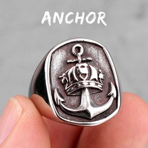 Anker Kroon Navi Mannen Ringen Punk Hip Hop Unieke Cool Voor Vriendje Man Rvs Sieraden Creativiteit