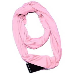 Vrouwen Effen Kleur Warm Vrouwen Convertible Thermisch Actieve Infinity Sjaal Met Zip Pocket voor Alle Seizoen