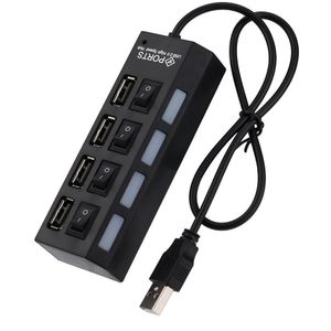 4 Port USB 2.0 Hub On/Uit Schakelaars DC Power Adapter Kabel Voor PC Laptop USB HUB Hoge speed USB 2.0 Hub PC Accessoires L0611