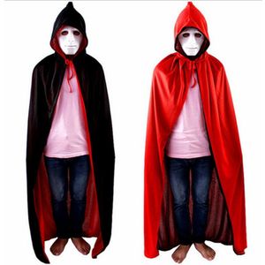 Halloween Wicked Death Vampire Kostuum Volwassen Lange Gewaad Kap Mantel Outfit Evil Pirate Cosplay Carnaval Cape Voor Mannen Vrouwen