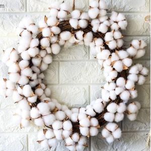 D19 ""Real Katoen Droog Bloemen Krans Party Festival Bruiloft Decoratie Handgemaakte Rotan Kransen Decor Kerstkrans Home Decor