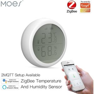 Tuya Smart Zigbee Smart Temperatuur En Vochtigheid Sensor Met Lcd-scherm Batterij Aangedreven Met Smart Leven App Alexa Google Thuis