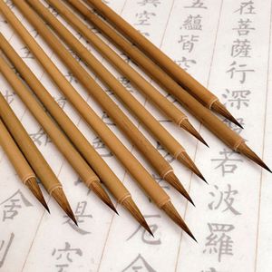 Uitstekende Wollen Wezel Haar Kleine Reguliere Script Schrijven Borstels Chinese Kalligrafie Borstels Pen Kleine Bruin Handvat