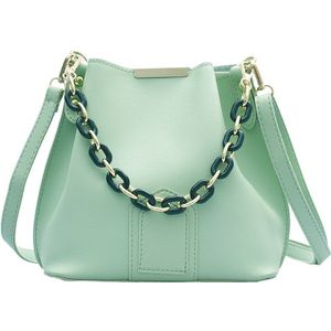 Prachtige Boodschappentas Vrouwen Emmer Schoudertas Eenvoudige Effen Kleur Pu Leer Dagelijks Crossbody Satchel