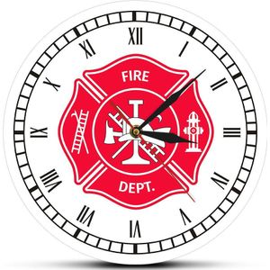 Firefighter Maltese Cross Vintage Klok Eerste Responder Brandweer Badge Logo Wandklok Met Romeinse Cijfers Brandweer