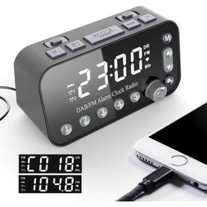 Dual Usb-poort Digitale Wekker Dab & Fm Wekker Radio Lcd Backlight Sleep Timer Voor Kantoor Slaapkamer Reizen