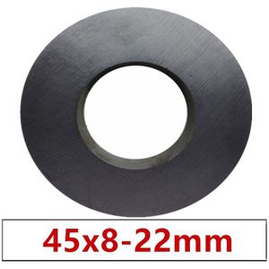 1-10 Stks/partij Ring Ferriet Magneet 45*8 Mm Gat 22Mm Permanente Magneet 45Mm X 8mm Zwart Ronde Luidspreker Keramische Magneet 45X8 45-22*8