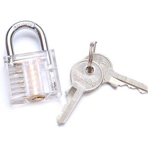 Naierdi Transparant Zichtbaar Pick Cutaway Mini Praktijk Hangslot Lock Met Gebroken Sleutel Verwijderen Haak Extractor Slotenmaker Wrench Tool
