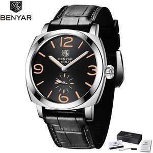 Benyar Top 00388 Luxe Heren Automatische Mechanische Horloge 50M Waterdichte Lichtgevende Horloge Mannen Sport Horloge Relogio Masculino