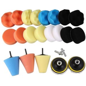 25 Stuks 3 Inch Platte Wave Gepolijst Spons Wol Wiel Auto Beauty Waxen Spons Bal Kit