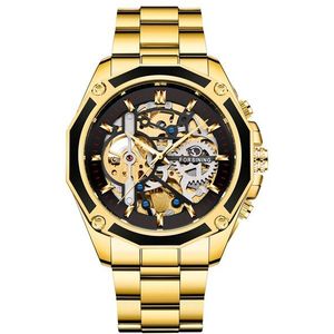 Forsining Rvs Waterdicht Heren Skeleton Horloges Top Luxe Transparante Mechanische Sport Mannelijke Horloges