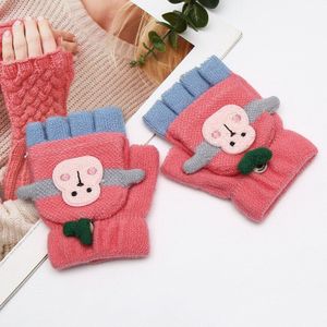 Lartigue Winter Kinderen Kinderen Warme Gebreide Handschoenen Convertible Flip Top Vingerloze Wanten Jongens Meisjes Half Vinger Wanten Handschoenen