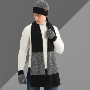 Xpay Mannen Super Warm Thermische Geïsoleerde Breien Winter Touchscreen Handschoen Hoed Sjaal Set Gezellige Fleece Voering