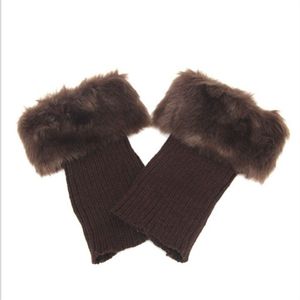 Vrouwen Winter Beenwarmers Lady Haak Knit Faux Fur Trim Been Boot Sokken Toppers Manchetten Warmers Boot Sokken Benen Schoenen set