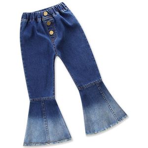 Kinderen Drie Knop Jeans Mode Meisjes Lente Broek Europese Amerikaanse Patchwork Broek Mode Trend Meisje Denim Broek
