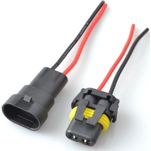 9005 9006 H11 2 Pin Way Auto Connector Waterdichte Elektrische Draad Connector Plug Vrouw Man Met Draden