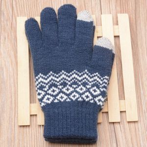 Volwassen vrouw vrouwelijke meisje Wave patroon Touch Screen Handschoenen Gebreide Jacquard Handschoenen Winter Warm Volledige vinger Handschoenen ST15