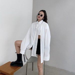 Xitao Split Vrouwen Blouse Mode Zwart Wit Herfst Volledige Mouw Godin Fan Casual Minderheid Elegante Losse Shirt ZP2454