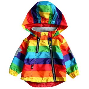Mode Jongens Meisjes Regenboog Jas Hooded Zon Water Proof Kinderen Jacket Voor Lente Herfst Kids Kleding Kleding Uitloper
