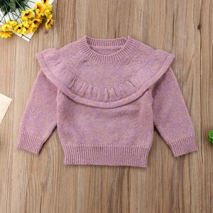 Infant Baby Girl Sweaters Autumn Winter Lace Pink Clothes Long Sleeve Knitted Sweaters Pullovers Tops