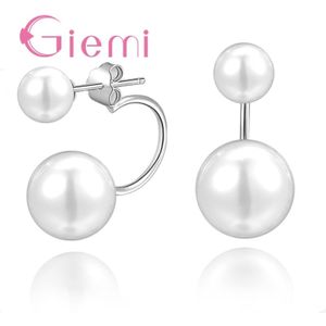 Top Zoetwater Parel Oorbellen voor Vrouwen 925 Sterling Zilveren Dubbele Ballen Wedding Accessoire Sieraden Grote