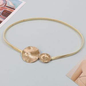 Metalen Goud Zilver Lente Elastische Taille Ketting Ronde Gesp Cirkel Taille Keten Rok Vrouwen Riem Luxe