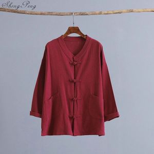 Traditionele chinese blouse shirt tops voor vrouwen mandarijn kraag oosterse linnen shirt blouse vrouwelijke cheongsam top Q765