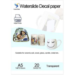 (20 Stks/partij) a5 Size Papier Inkjet Water Slide Decal Papier Transparante Transfer Papier Clear Inkjet Waterglijbaan Decalpapier Voor Nail