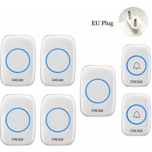 Cacazi Waterdichte Draadloze Deurbel Led Licht 300M Remote 2 Batterij Knop 5 Ontvanger Us Eu Plug Thuis Draadloze Deur bell Chimes