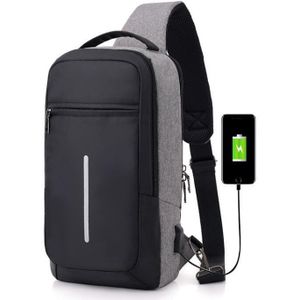 Fengdong Mannelijke Sling Reizen Borst Zak Reflecterende Strip Backbag Unisex Een Schouder Usb Tas Waterdicht Kleine Messenger Bag Rugzak