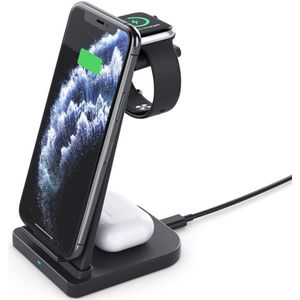 Draadloze Oplader Stand 15W Qi Snel Opladen Dock Station Qi 3 In 1 Voor Iphone 11 Xs Xr X 8 Apple Horloge 6 Se 5 4 3 2 Airpods Pro
