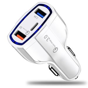 Fdgao 3.5A Autolader 3 Port Usb Snel Opladen Type C Quick Charge 3.0 Adapter Voor Iphone 12 11 Pro max 7 8 Xiaomi Redmi Huawei