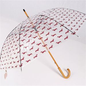 Showersmile Hond Gedrukt Japanse Paraplu Houten Handvat Transparante Paraplu Volwassen Regen Mannen Vrouwen Clear Paraplu Grote
