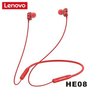 Lenovo HE08 Nekband 4 Speakers Draadloze Hoofdtelefoon Hifi Stereo Oortelefoon Bluetooth 5.0 Dual Dynamische Sport Headset Met Microfoon