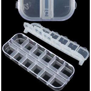 12 Grids Nail Art Box Empty Divided Case Nail Tips Rhinestone Beads Gems Storage Box Clear Plastic Container Organizer Box Bins