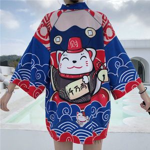 Japanse Samurai Harajuku Stijl Print Kimono Gewaad Haori Vest Vrouwen Chinese Traditionele Retro Jas Jassen Hip Hop Streetwear