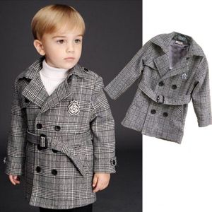 Plaid Trenchcoat Jongen Jassen Winter Autumm Kids Jassen Mode Kindje Jas 8JK041