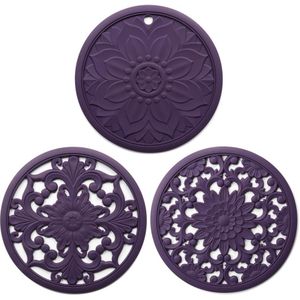 3 Stks/set Bloem Patroon Hollow Placemat Siliconen Anti-Broeien Warmte-Isolatie Pad