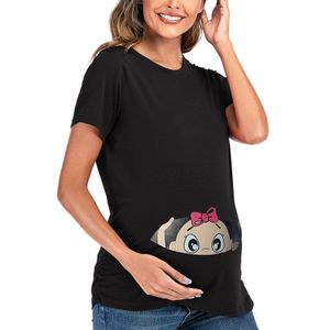 Vrouw Moederschap Tops Baby Gluren T-shirt Zwangerschap Moeders Tops Shirt Mom Tshirt