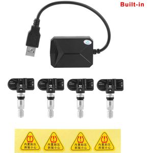 Usb Android Tpms 5V Interne Sensoren 4 Sensoren Display Alarmsysteem Android Navigatie Auto Radio Bandenspanningscontrolesysteem