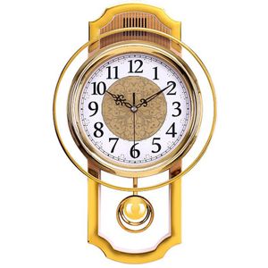 Goud Vintage Wandklok Luxe Swing Klok Muur Horloge Mechanisme Woonkamer Moderne Digitale Wandklok Klokken Swingable Europa