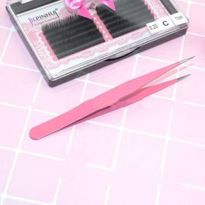 1/2Pcs Roze Roestvrijstalen Pincet Rechte Gebogen Pick Up Gereedschap Wimper Extension Wees Nipper Clip Manicure Nail art Tool