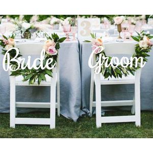 Opknoping Bruiloft Bruid en Bruidegom Stoel Borden in Wit Kalligrafie Bruiloft Borden Bruiloft Decoratie
