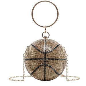 Vrouwen Avond Dag Clutch Kleurrijke Crystal Diamonds Basketbal Vormige Koppelingen Dame Handtas Wedding Purse Chain Schoudertas