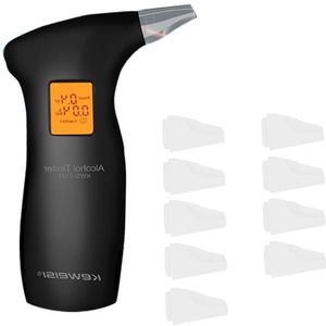 Lcd-scherm Digitale Alcohol Tester With10pcs Mondstukken, Politie Alert Adem Alcohol Tester Apparaat Breathalyz Analyzerdetector