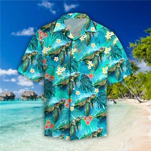 Zomer Strand Korte Mouwen Shirts Mooie Tropische Schildpadden En Bloemen 3D Gedrukt Hawaii Shirt Mens Harajuku Casual Shirt