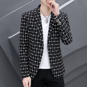 2022 Brand Mannen Casual Blazers Herfst Mannen Plaid Trend Suits Jas Business Wilde Plaid Jas