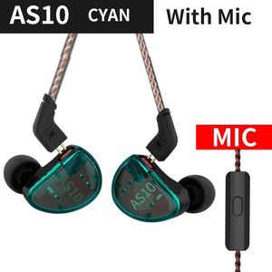 Kz AS10 Balans Amateur 5BA Bedrade Hoofdtelefoon Hifi Bass In Ear Monitor Game Koptelefoon Noise Cancelling Oordopjes Gemeenschappelijke Headset