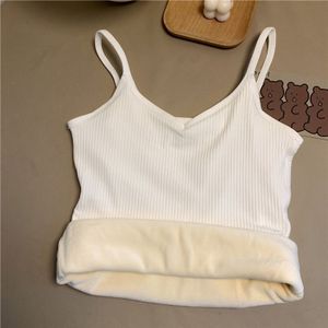 Winter Fluwelen Gewatteerde Vest Vrouwen Effen Kleur Slanke Spaghetti Thermisch Ondergoed Hemdje Warm Sling Vest Top Термобелье Женское