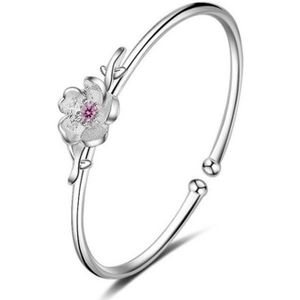 Puur Zilver 925 Bangle Voor Vrouwen Flower Charm Armbanden & Bangles Verstelbare Pulsiera Feminina Bruiloft Sieraden Accessoires